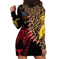 Malawi Hoodie Dress Coat of Arms & Leopard Print - Unique Motif Fusion