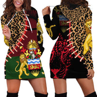 Malawi Hoodie Dress Coat of Arms & Leopard Print - Unique Motif Fusion