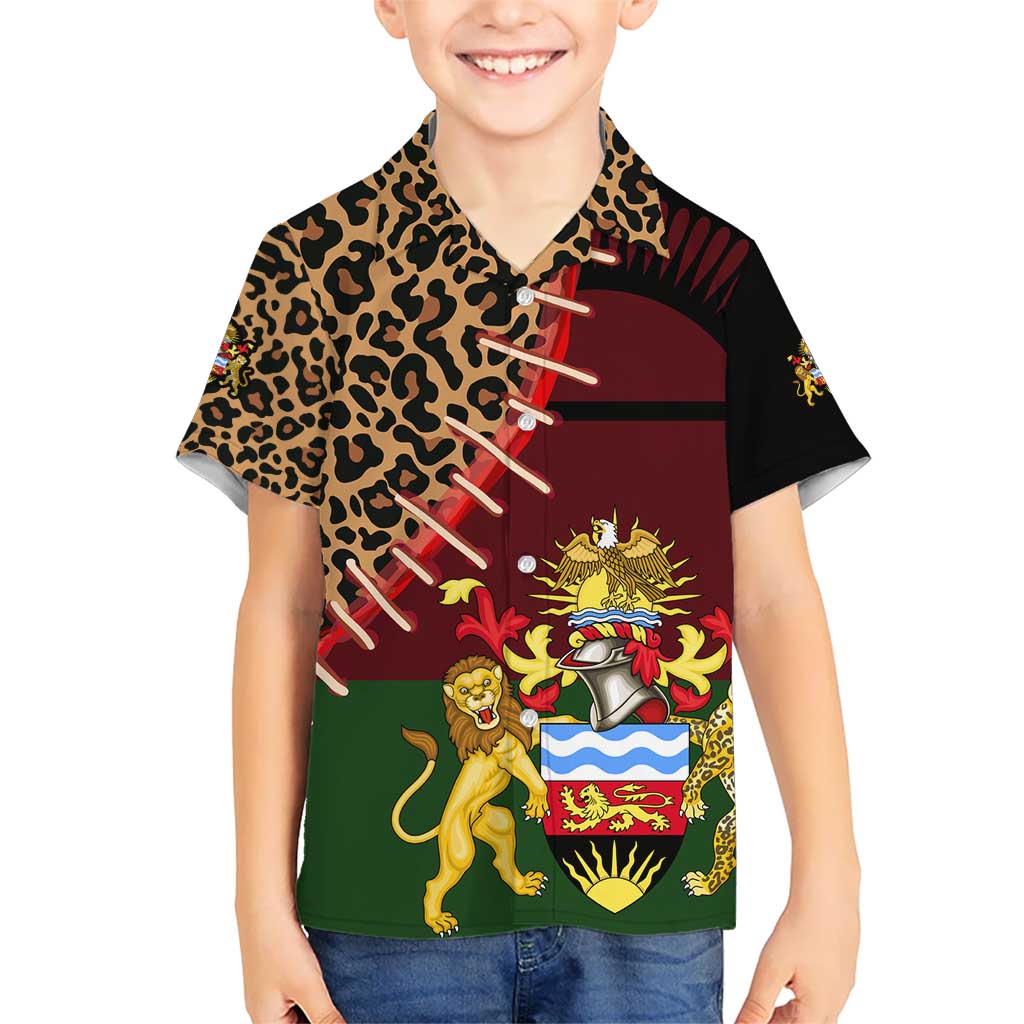 Malawi Kid Hawaiian Shirt Coat of Arms & Leopard Print - Unique Motif Fusion
