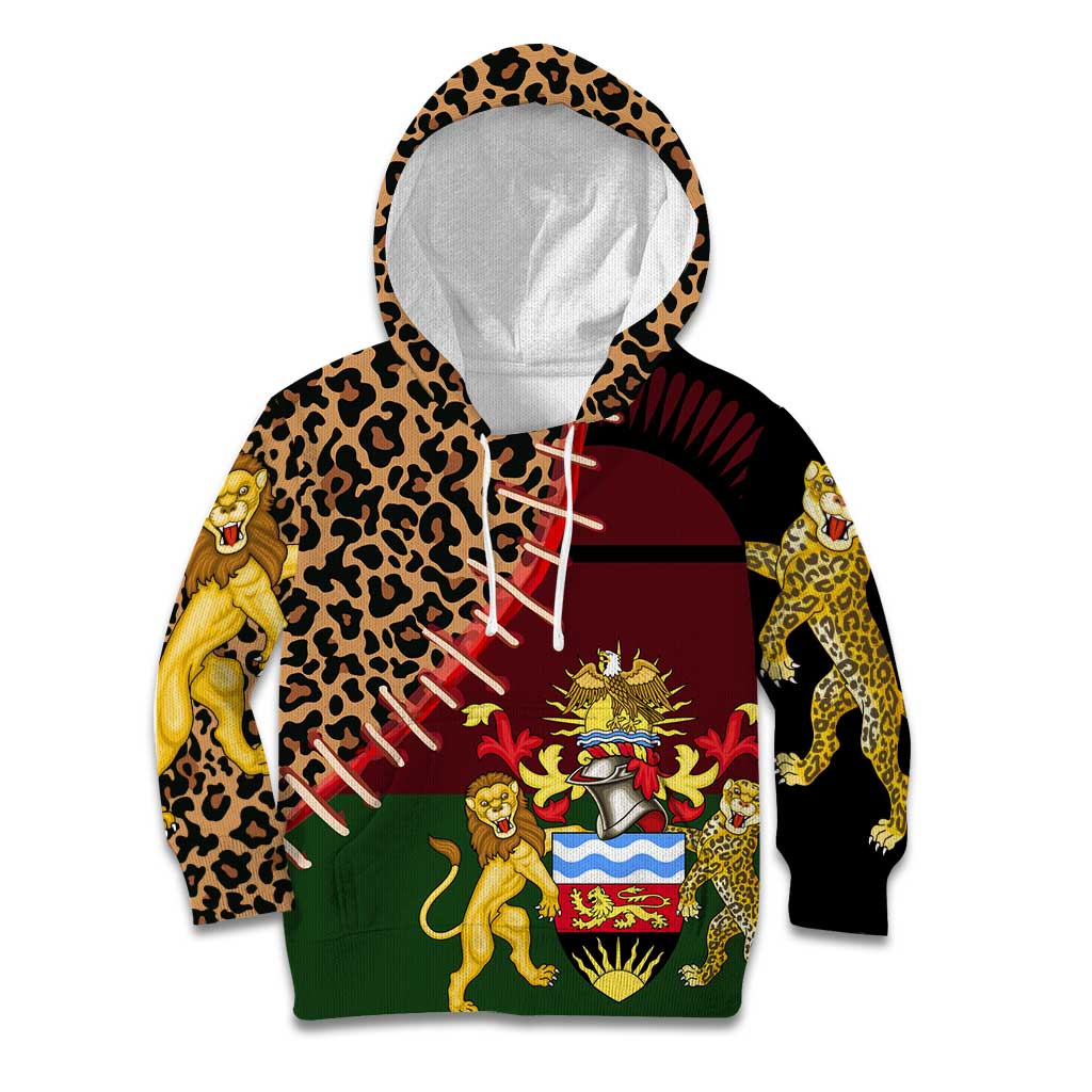 Malawi Kid Hoodie Coat of Arms & Leopard Print - Unique Motif Fusion