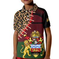 Malawi Kid Polo Shirt Coat of Arms & Leopard Print - Unique Motif Fusion