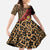 Malawi Kid Short Sleeve Dress Coat of Arms & Leopard Print - Unique Motif Fusion