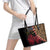 Malawi Leather Tote Bag Coat of Arms & Leopard Print - Unique Motif Fusion