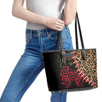 Malawi Leather Tote Bag Coat of Arms & Leopard Print - Unique Motif Fusion