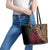 Malawi Leather Tote Bag Coat of Arms & Leopard Print - Unique Motif Fusion