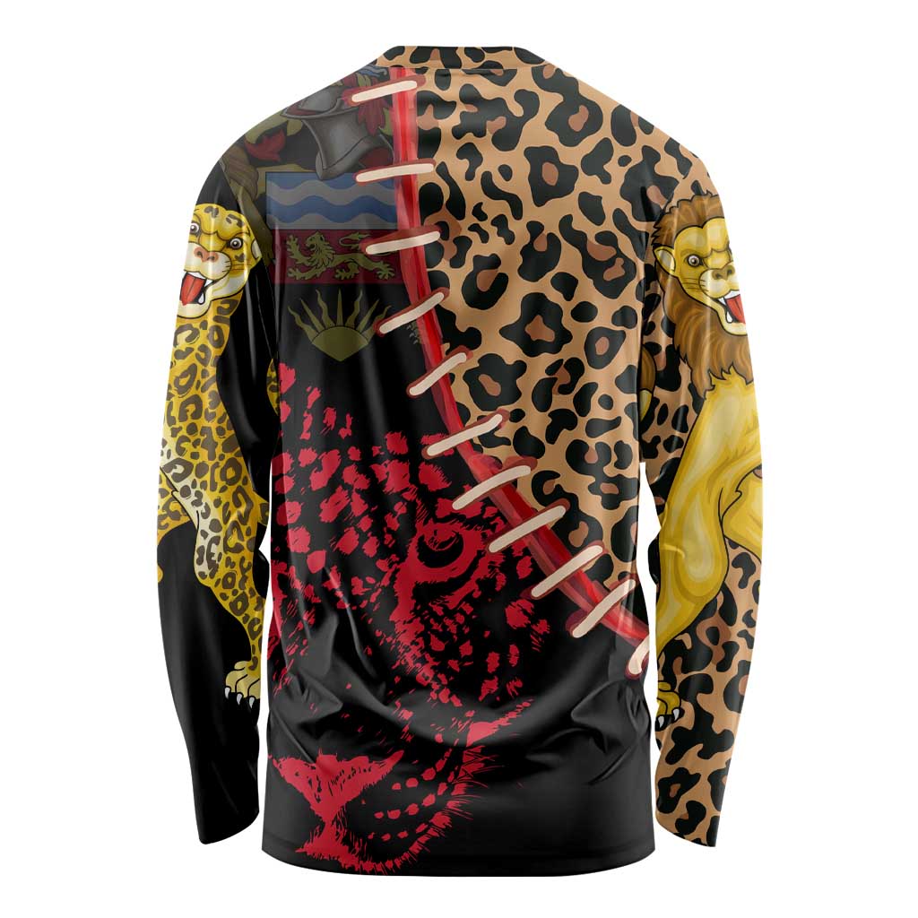 Malawi Long Sleeve Shirt Coat of Arms & Leopard Print - Unique Motif Fusion