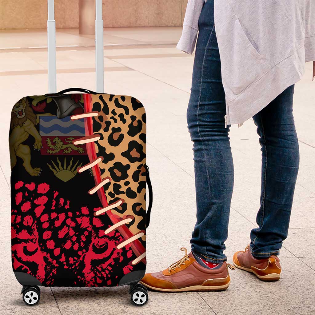 Malawi Luggage Cover Coat of Arms & Leopard Print - Unique Motif Fusion