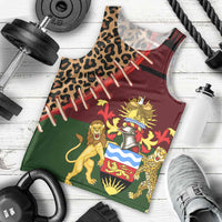 Malawi Men Tank Top Coat of Arms & Leopard Print - Unique Motif Fusion