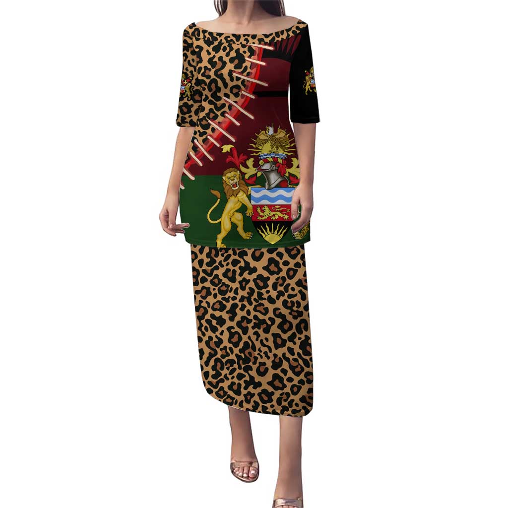 Malawi Puletasi Coat of Arms & Leopard Print - Unique Motif Fusion