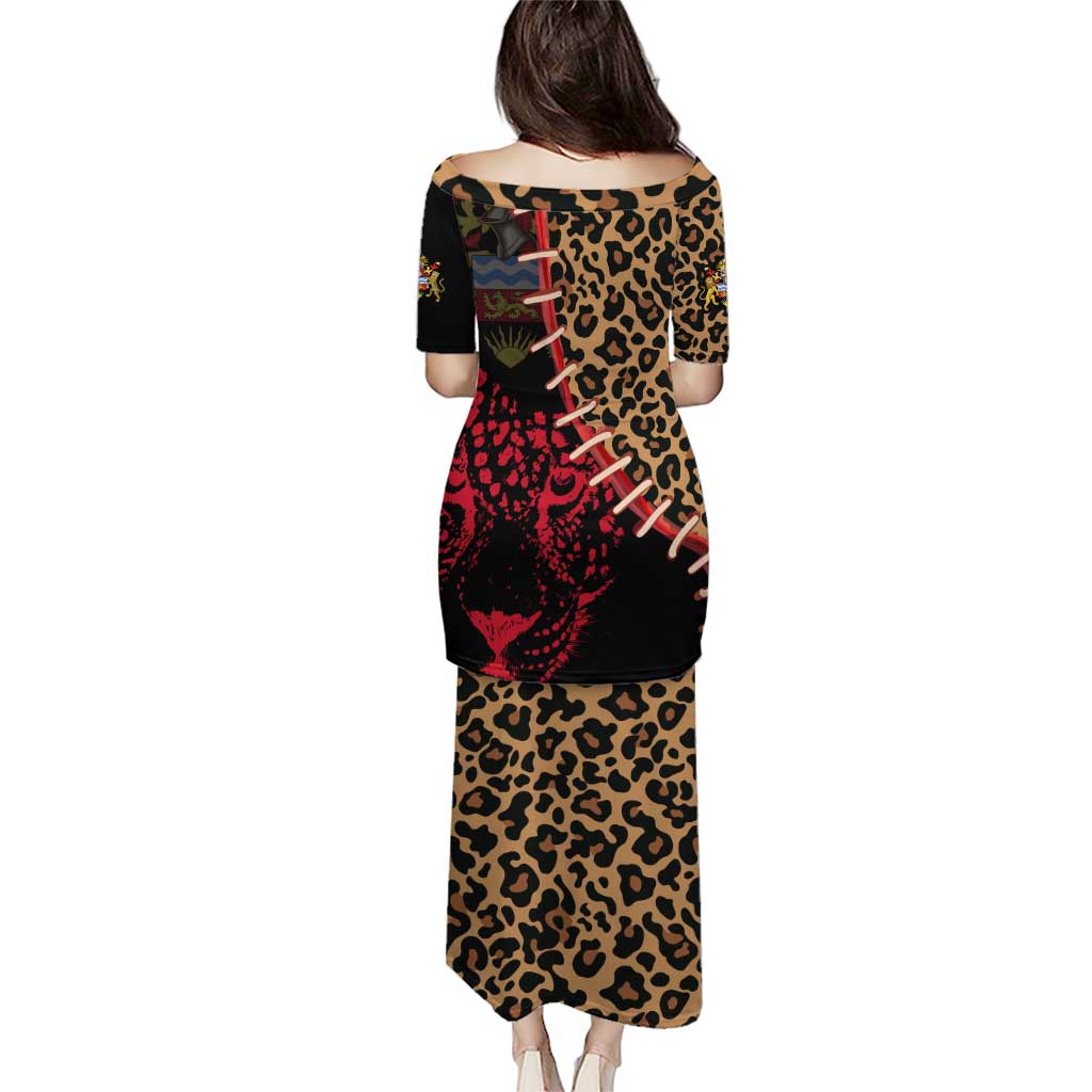 Malawi Puletasi Coat of Arms & Leopard Print - Unique Motif Fusion