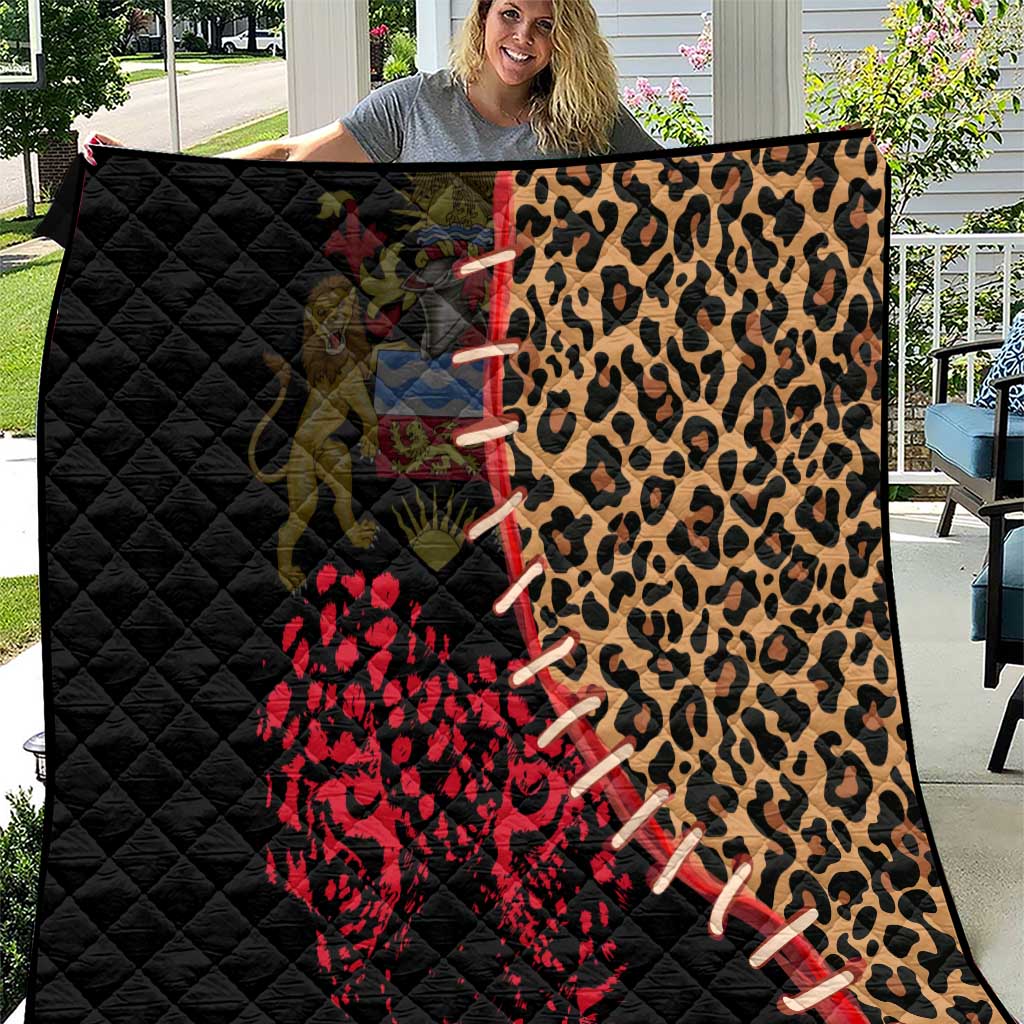 Malawi Quilt Coat of Arms & Leopard Print - Unique Motif Fusion