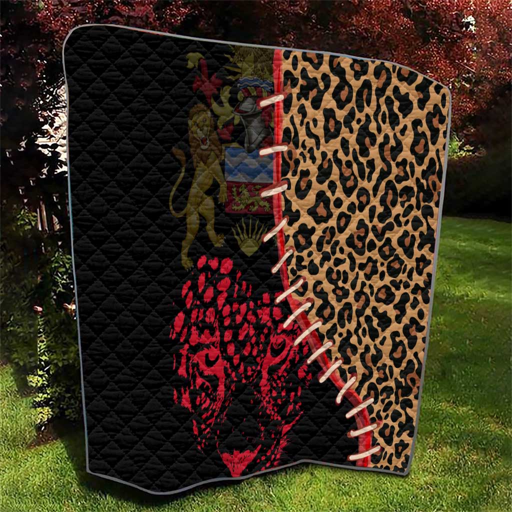 Malawi Quilt Coat of Arms & Leopard Print - Unique Motif Fusion