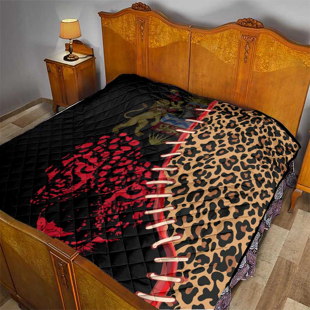 Malawi Quilt Coat of Arms & Leopard Print - Unique Motif Fusion