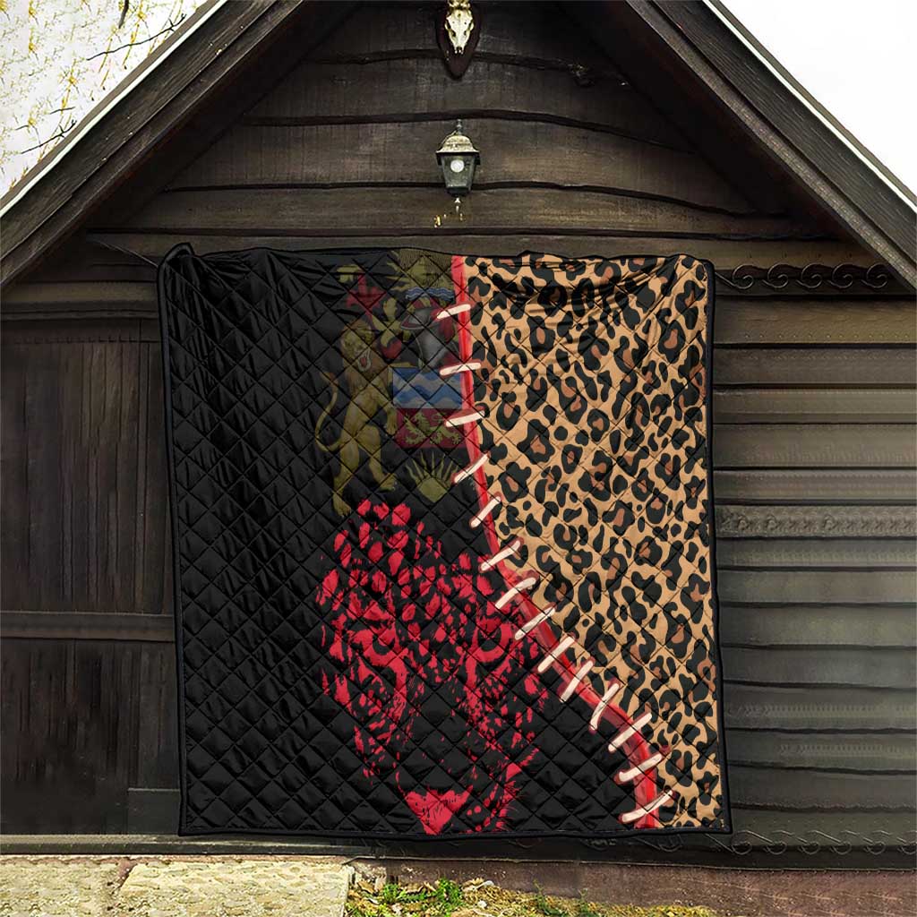 Malawi Quilt Coat of Arms & Leopard Print - Unique Motif Fusion