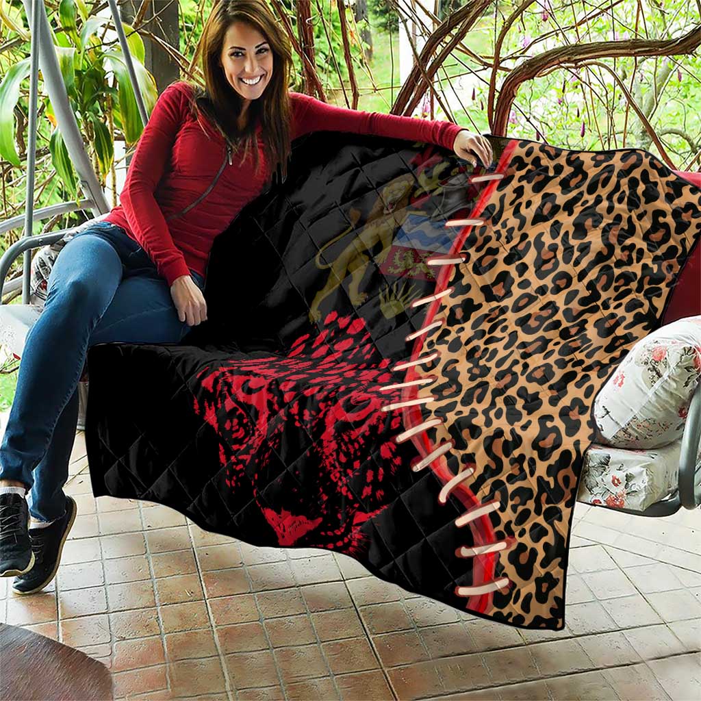 Malawi Quilt Coat of Arms & Leopard Print - Unique Motif Fusion