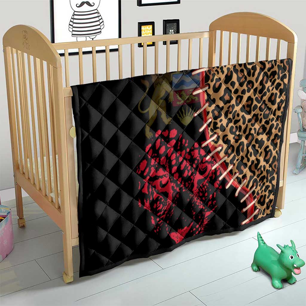 Malawi Quilt Coat of Arms & Leopard Print - Unique Motif Fusion