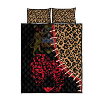 Malawi Quilt Bed Set Coat of Arms & Leopard Print - Unique Motif Fusion