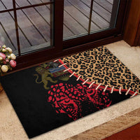 Malawi Rubber Doormat Coat of Arms & Leopard Print - Unique Motif Fusion