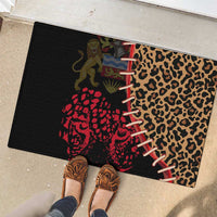 Malawi Rubber Doormat Coat of Arms & Leopard Print - Unique Motif Fusion