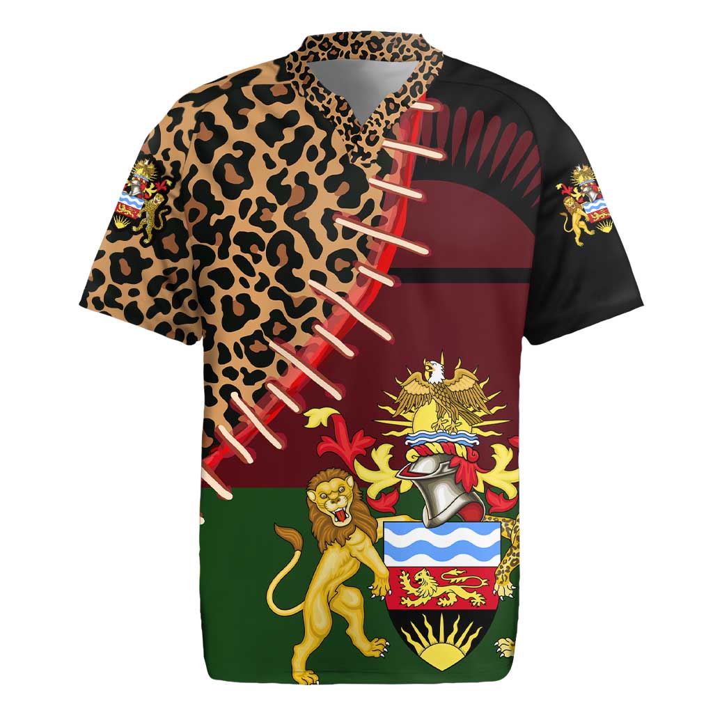 Malawi Rugby Jersey Coat of Arms & Leopard Print - Unique Motif Fusion