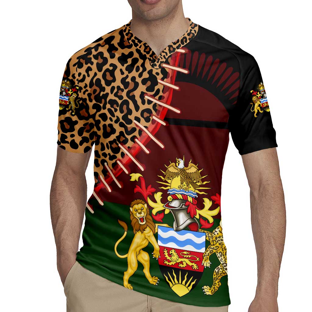 Malawi Rugby Jersey Coat of Arms & Leopard Print - Unique Motif Fusion