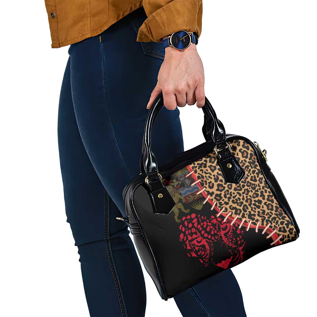 Malawi Shoulder Handbag Coat of Arms & Leopard Print - Unique Motif Fusion