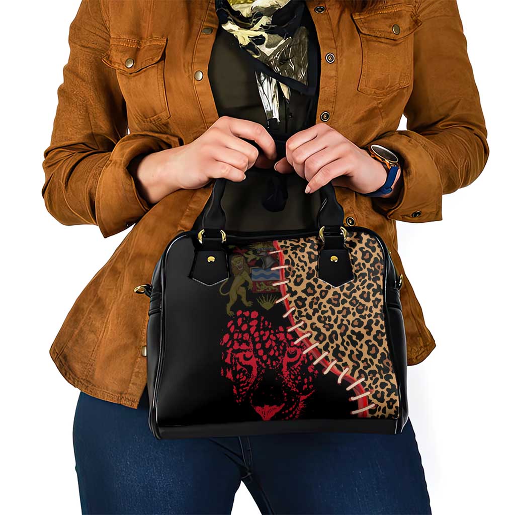 Malawi Shoulder Handbag Coat of Arms & Leopard Print - Unique Motif Fusion