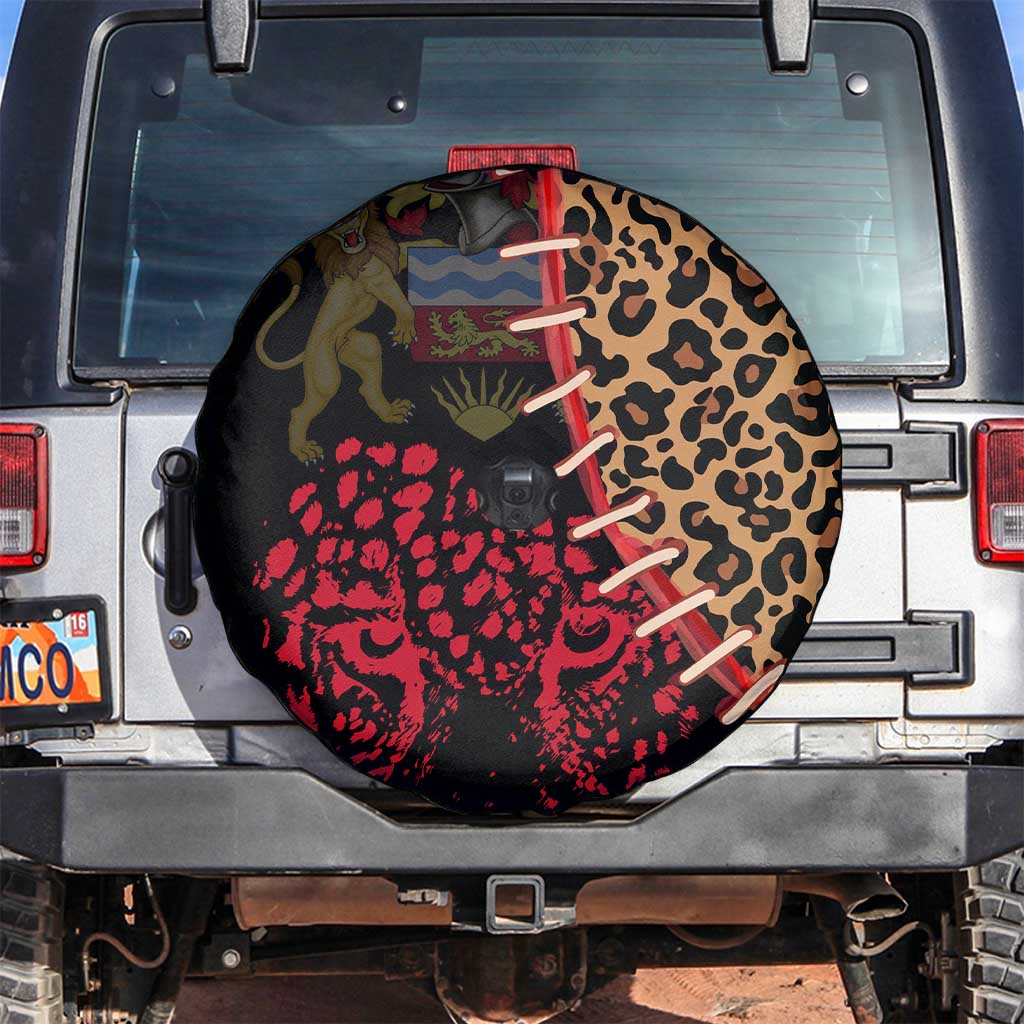 Malawi Spare Tire Cover Coat of Arms & Leopard Print - Unique Motif Fusion