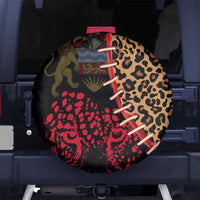 Malawi Spare Tire Cover Coat of Arms & Leopard Print - Unique Motif Fusion