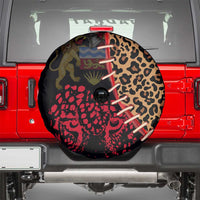 Malawi Spare Tire Cover Coat of Arms & Leopard Print - Unique Motif Fusion