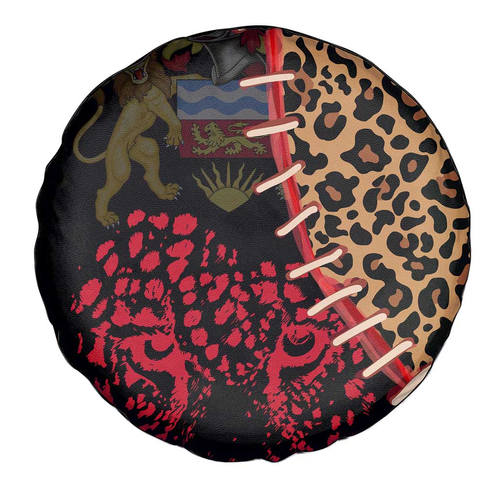Malawi Spare Tire Cover Coat of Arms & Leopard Print - Unique Motif Fusion
