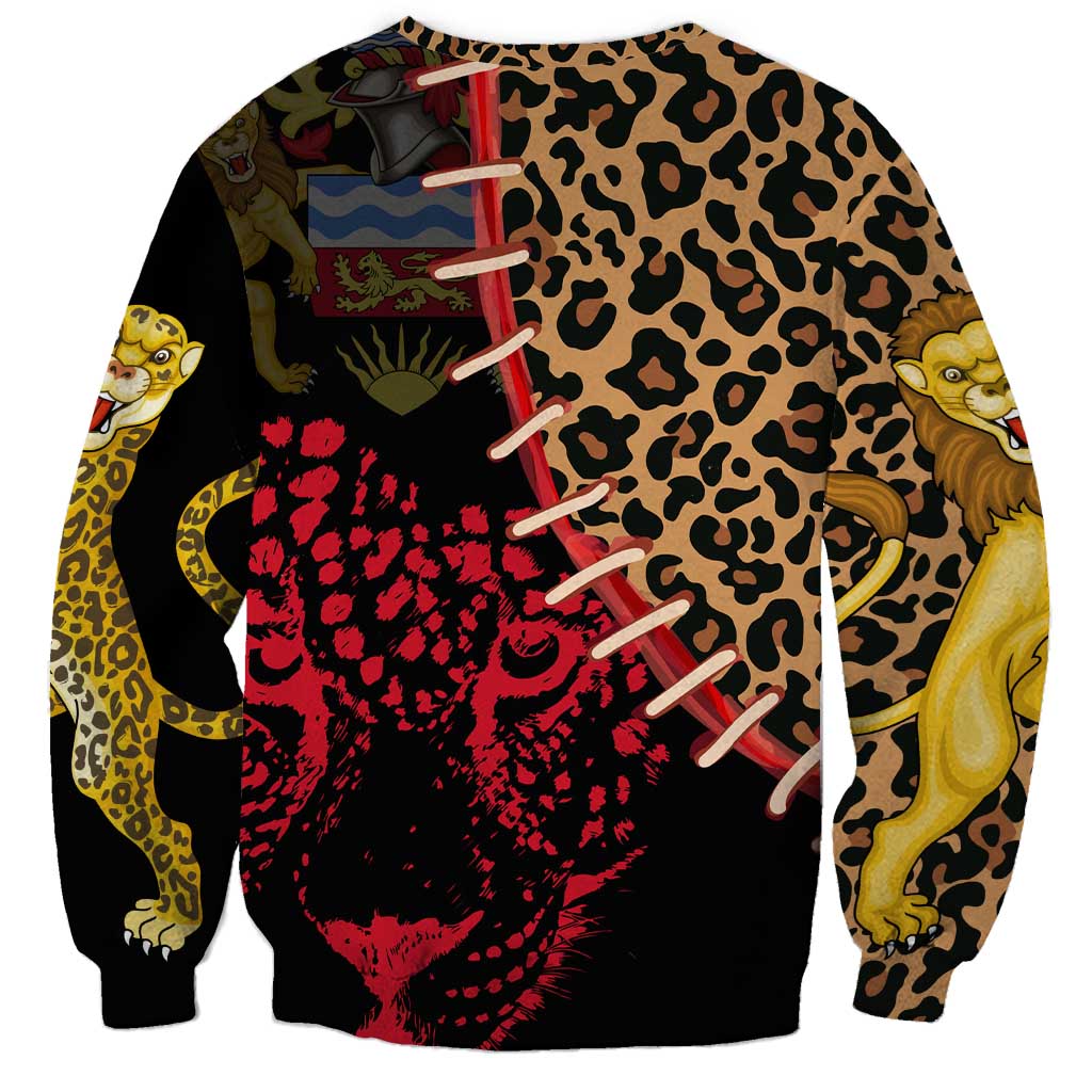 Malawi Sweatshirt Coat of Arms & Leopard Print - Unique Motif Fusion