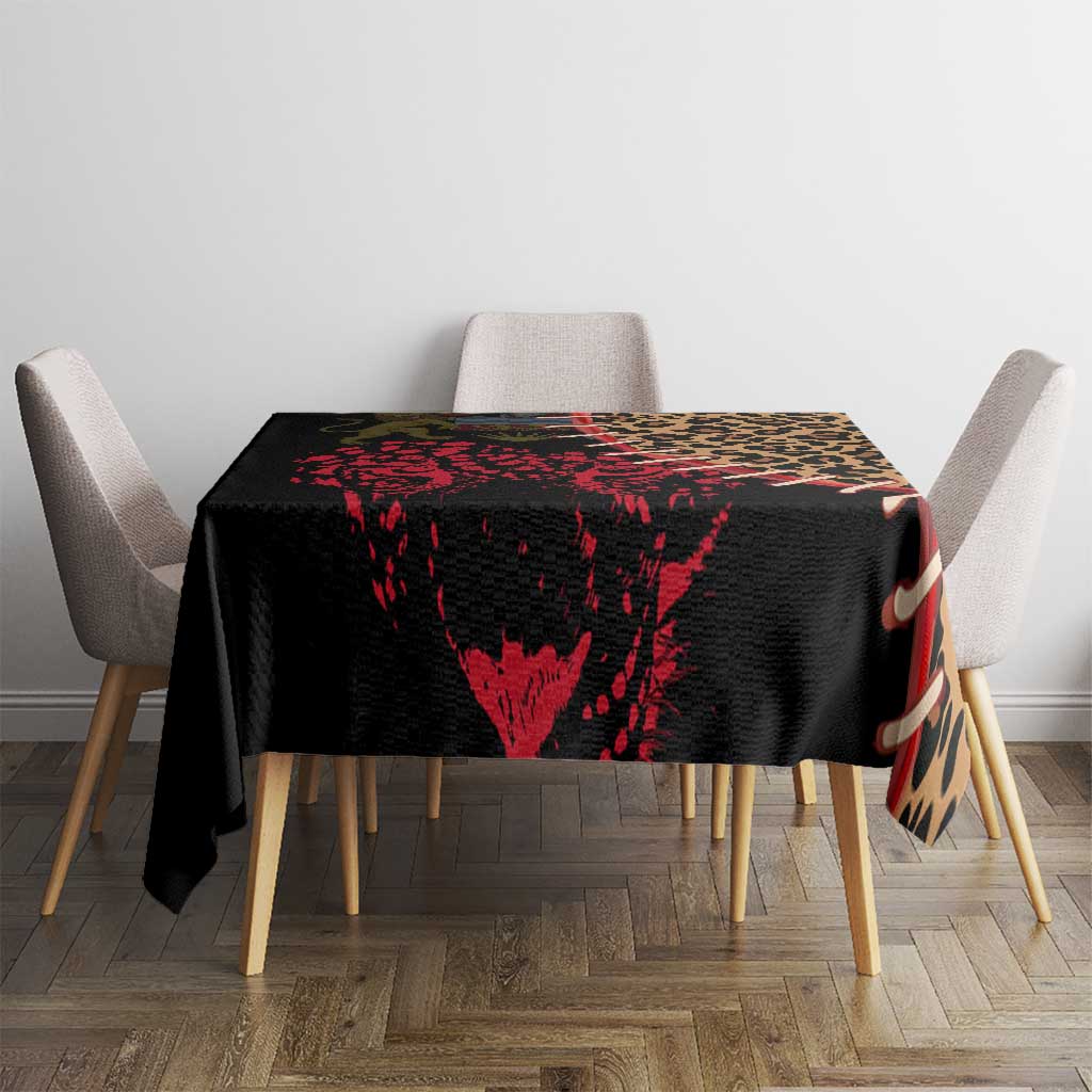 Malawi Tablecloth Coat of Arms & Leopard Print - Unique Motif Fusion