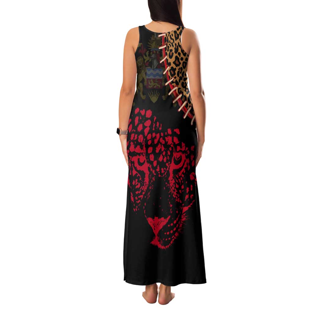 Malawi Tank Maxi Dress Coat of Arms & Leopard Print - Unique Motif Fusion