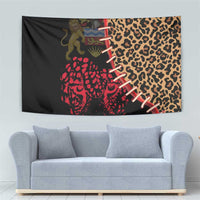 Malawi Tapestry Coat of Arms & Leopard Print - Unique Motif Fusion