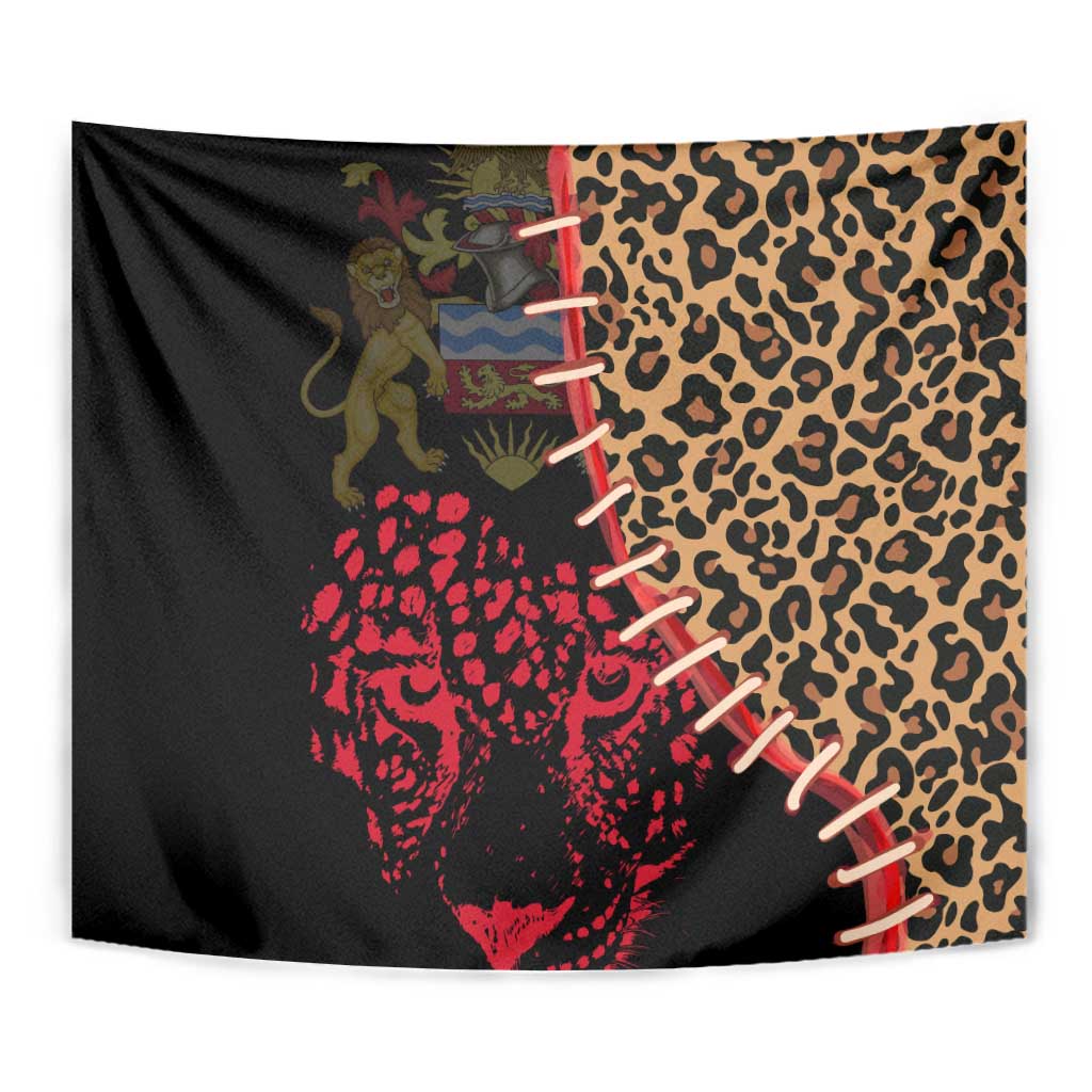 Malawi Tapestry Coat of Arms & Leopard Print - Unique Motif Fusion