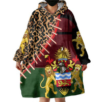 Malawi Wearable Blanket Hoodie Coat of Arms & Leopard Print - Unique Motif Fusion
