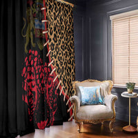 Malawi Window Curtain Coat of Arms & Leopard Print - Unique Motif Fusion