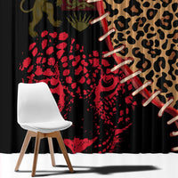 Malawi Window Curtain Coat of Arms & Leopard Print - Unique Motif Fusion