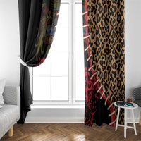 Malawi Window Curtain Coat of Arms & Leopard Print - Unique Motif Fusion