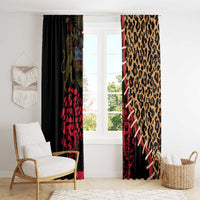 Malawi Window Curtain Coat of Arms & Leopard Print - Unique Motif Fusion