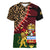 Malawi Women V-Neck T-Shirt Coat of Arms & Leopard Print - Unique Motif Fusion