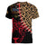 Malawi Women V-Neck T-Shirt Coat of Arms & Leopard Print - Unique Motif Fusion