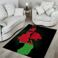 Malawi Map Shaped Lion Area Rug Unique Country and Wildlife Fusion Design