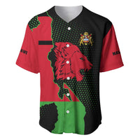 Malawi Map Shaped Lion Baseball Jersey Unique Country and Wildlife Fusion Design