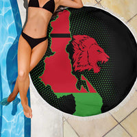 Malawi Map Shaped Lion Beach Blanket Unique Country and Wildlife Fusion Design