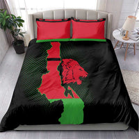 Malawi Map Shaped Lion Bedding Set Unique Country and Wildlife Fusion Design