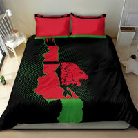 Malawi Map Shaped Lion Bedding Set Unique Country and Wildlife Fusion Design