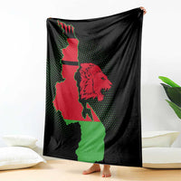 Malawi Map Shaped Lion Blanket Unique Country and Wildlife Fusion Design