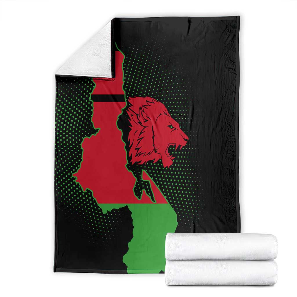 Malawi Map Shaped Lion Blanket Unique Country and Wildlife Fusion Design